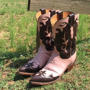 Lucchese 1883 Pink and Brown Cowboy Boots